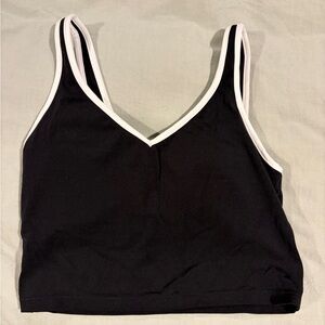 OFFLINE By Aerie Real Me Low Key Longline Sports Bra Small Black and White